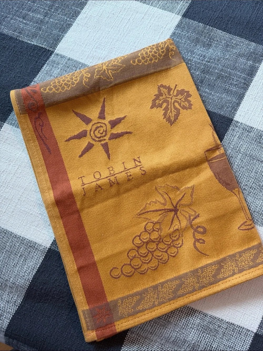 Gold & Brown Wine-Themed Kitchen Towel